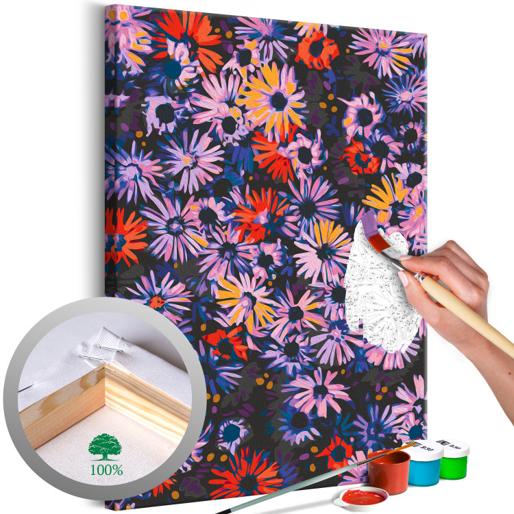 Paint by Number Kit Colorful Flowers - Blooming Meadow in Red, Purple and Yellow Colors 146219