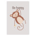 Poster Be Happy - Funny Brown Monkey with Banana and Motivational Text for Kids 146619