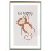 Poster Be Happy - Funny Brown Monkey with Banana and Motivational Text for Kids 146619 additionalThumb 13
