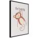 Poster Be Happy - Funny Brown Monkey with Banana and Motivational Text for Kids 146619 additionalThumb 3