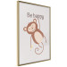 Poster Be Happy - Funny Brown Monkey with Banana and Motivational Text for Kids 146619 additionalThumb 9
