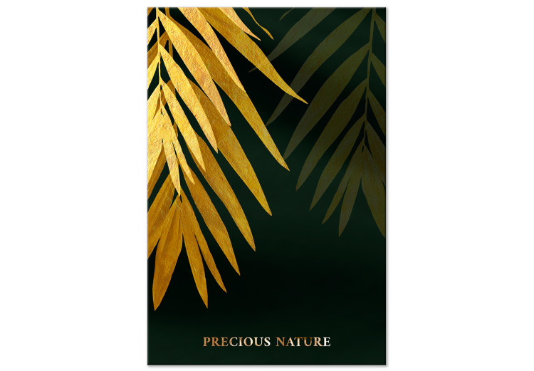 Canvas Tropical Leaves (1-piece) - landscape with exotic plants and text 148919