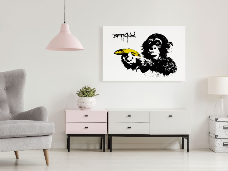 Canvas Banksy: Monkey with Banana (1 Part) Wide 132429 additionalImage 3