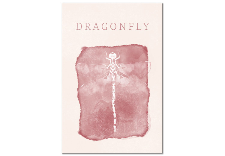Canvas White dragonfly and inscription - a composition on a beige background 136529