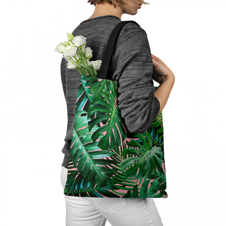 Shopping Bag Botanical lace - a floral composition in greens and pinks 147529 additionalImage 3
