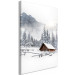 Canvas Winter Morning - Sunrise Landscape Over the Mountains, Forest and a Cottage 148429 additionalThumb 2