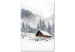Canvas Winter Morning - Sunrise Landscape Over the Mountains, Forest and a Cottage 148429
