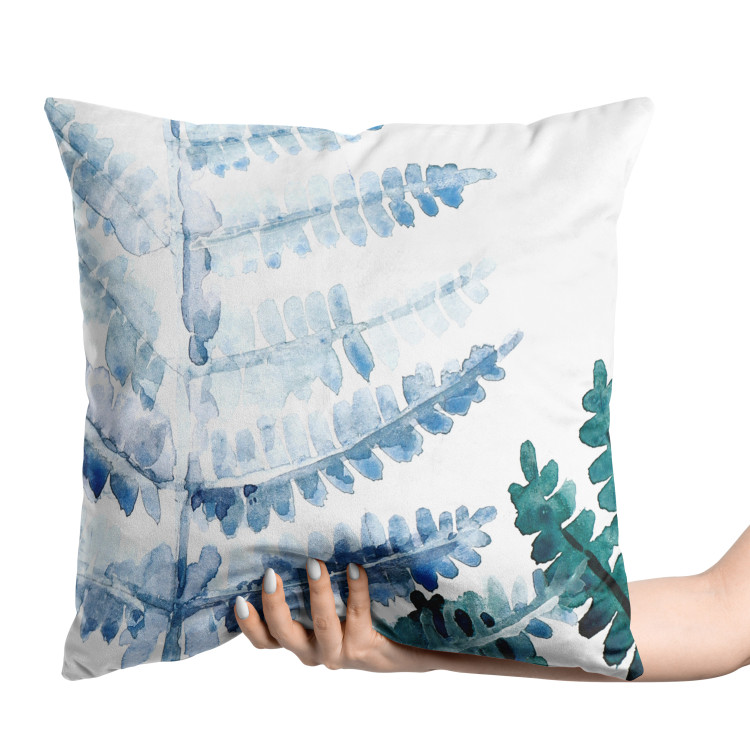Decorative Velor Pillow Fern Leaf - Organic Composition With Blue Watercolor Plant 151329 additionalImage 4