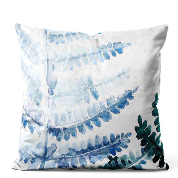 Decorative Velor Pillow Fern Leaf - Organic Composition With Blue Watercolor Plant 151329