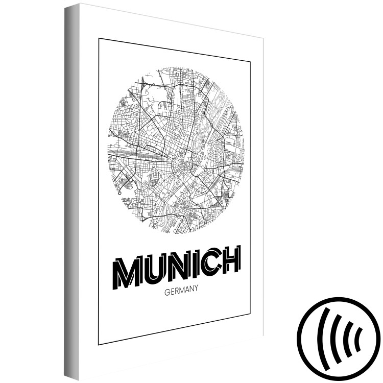 Canvas Munich - map of the German city in black and white 118439 additionalImage 6