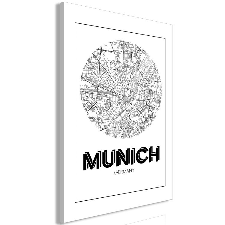 Canvas Munich - map of the German city in black and white 118439 additionalImage 2