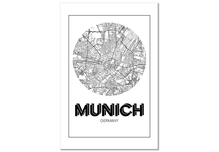 Canvas Munich - map of the German city in black and white 118439