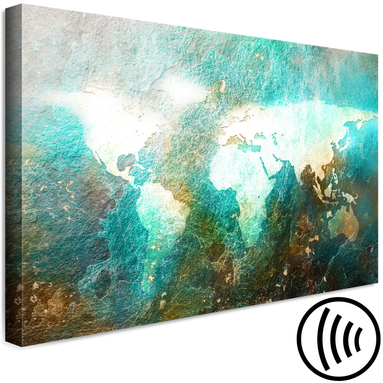 Canvas Map on concrete - bright contours of continents on a blue background 135039 additionalImage 6