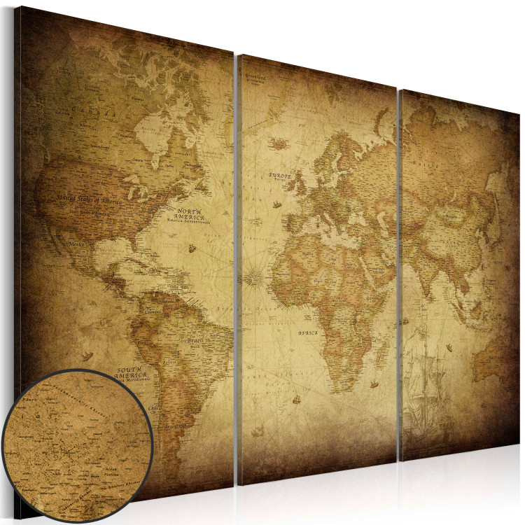 Canvas Old map: triptych 55239 additionalImage 2