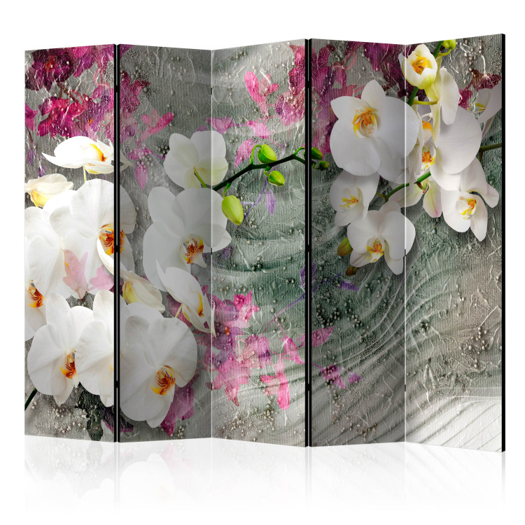 Room Divider Sounds of the Desert II - white orchid flowers on a background of colorful plants 95239