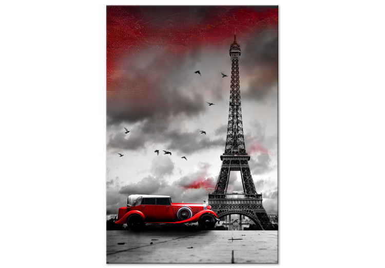 Canvas Red Car in Paris (1 Part) Vertical 113749
