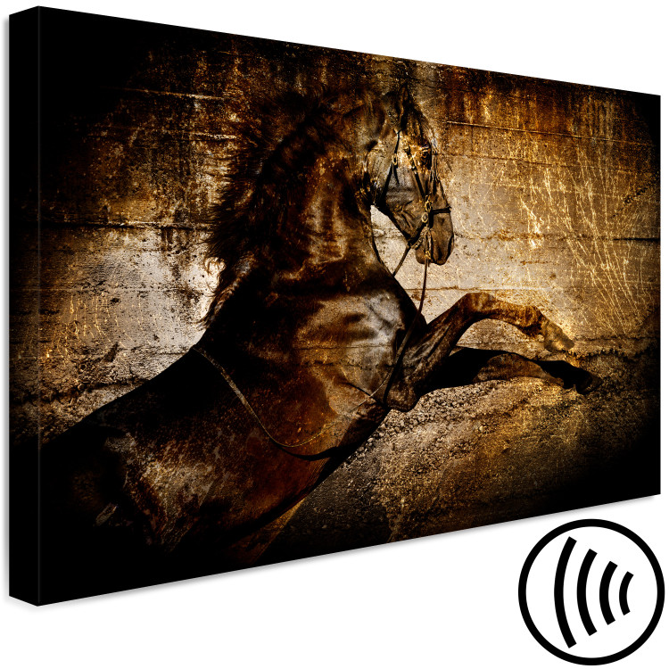 Canvas Golden horse - abstraction with a HIPPIC motif in golden scratches 135049 additionalImage 6