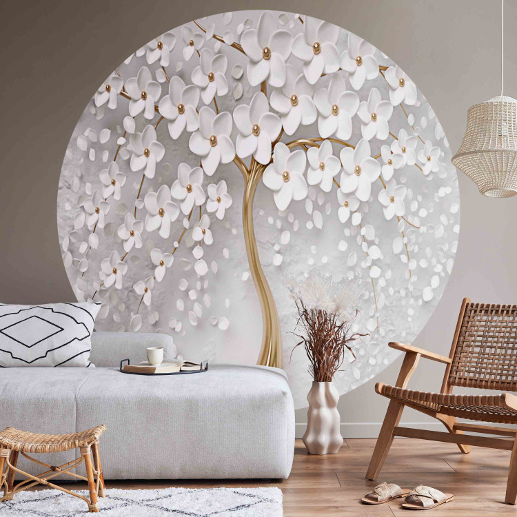 Round wallpaper Decorative Magnolia - Blooming Tree With White Flowers 149149 additionalImage 2