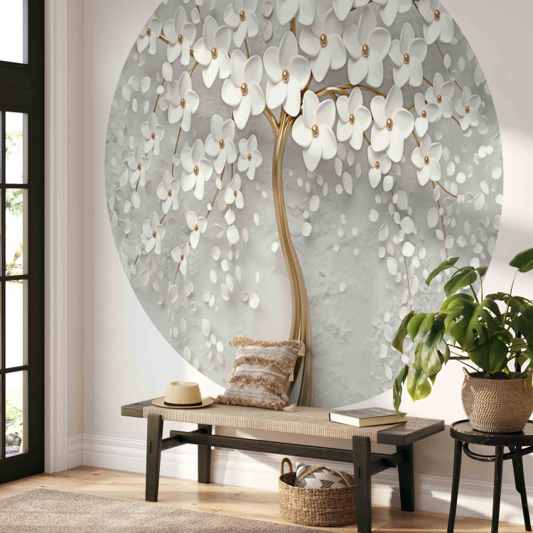 Round wallpaper Decorative Magnolia - Blooming Tree With White Flowers 149149 additionalImage 3