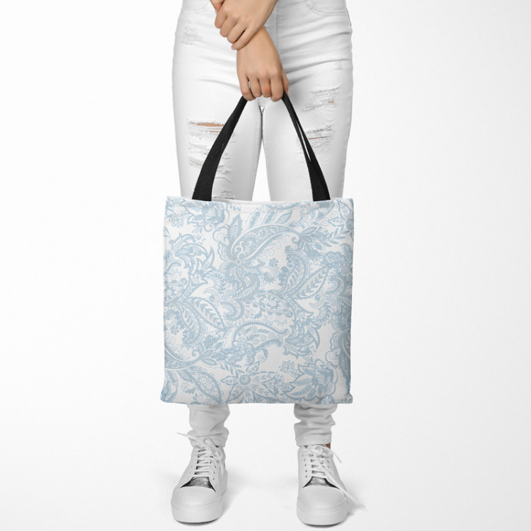 Shopping Bag The delicacy of nature - flowers and leaves in white and blue 147459 additionalImage 2