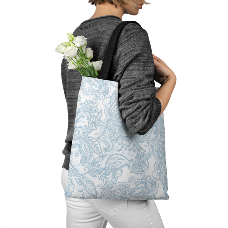 Shopping Bag The delicacy of nature - flowers and leaves in white and blue 147459 additionalImage 3