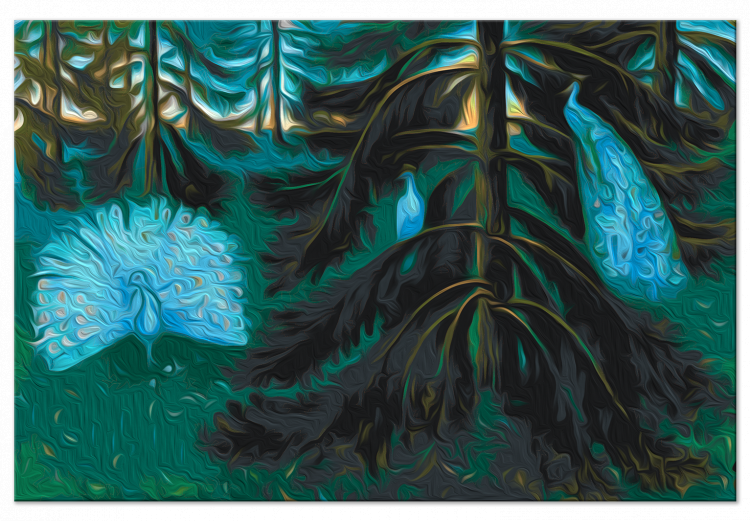 Paint by Number Kit Peacocks at Dusk - White Birds in a Dark Coniferous Forest 148459 additionalImage 7