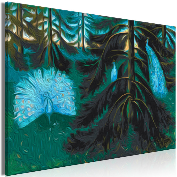 Paint by Number Kit Peacocks at Dusk - White Birds in a Dark Coniferous Forest 148459 additionalImage 5