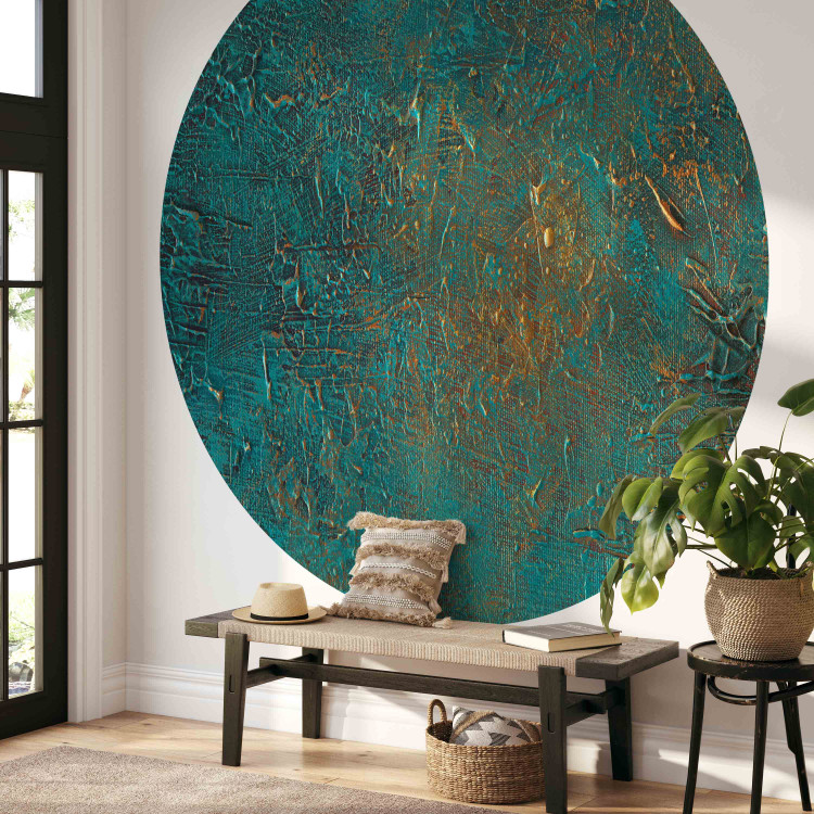 Round wallpaper Azure Mirror - Turquoise Abstraction With Visible Paint Structure 149159 additionalImage 3