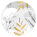 Round wallpaper Large Leaves - Minimalist Nature in Gray and Gold 151459 additionalThumb 1