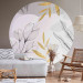 Round wallpaper Large Leaves - Minimalist Nature in Gray and Gold 151459 additionalThumb 2