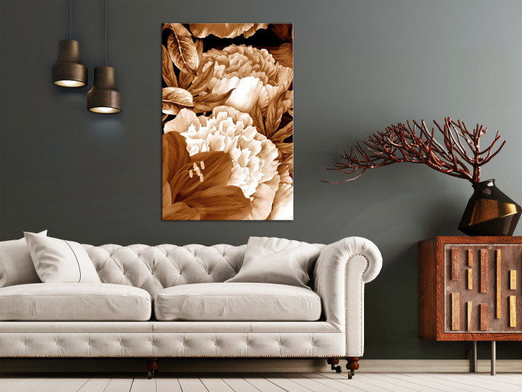 Canvas Bouquet of lilies and peonies in sepia - photo with flowers in sepia 123869 additionalImage 3