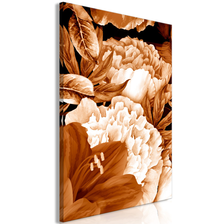Canvas Bouquet of lilies and peonies in sepia - photo with flowers in sepia 123869 additionalImage 2