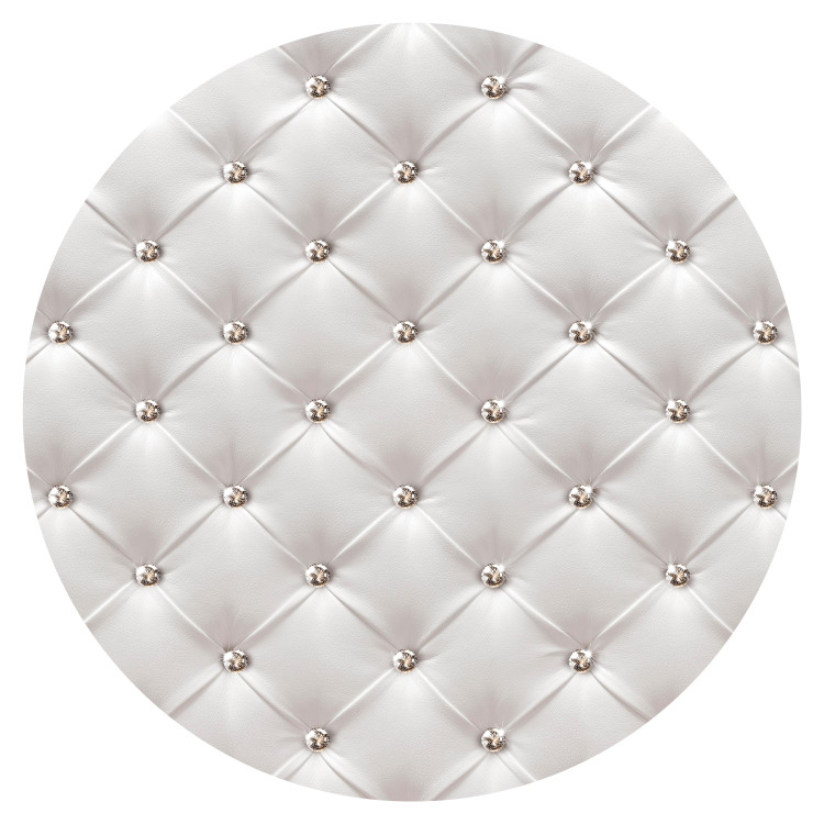 Round wallpaper Quilted White Leather - Decorative Lining With Diamonds 149169 additionalImage 1