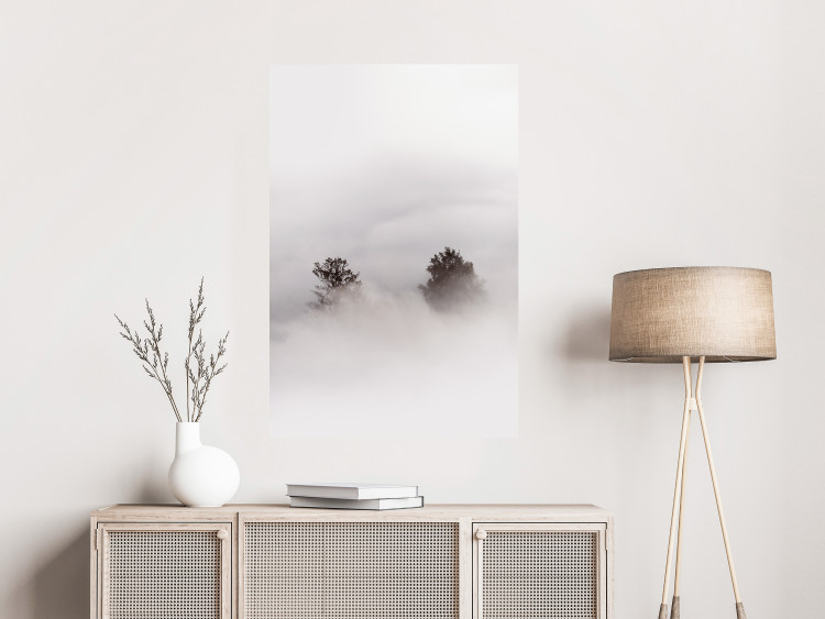 Poster Misty Whisper - landscape of trees in the midst of intense bright fog 130379 additionalImage 2