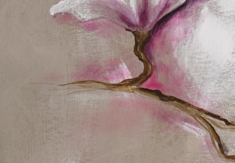 Canvas Pastel Magnolias (1-piece) - Artistic flowers on a beige background 48479 additionalImage 4
