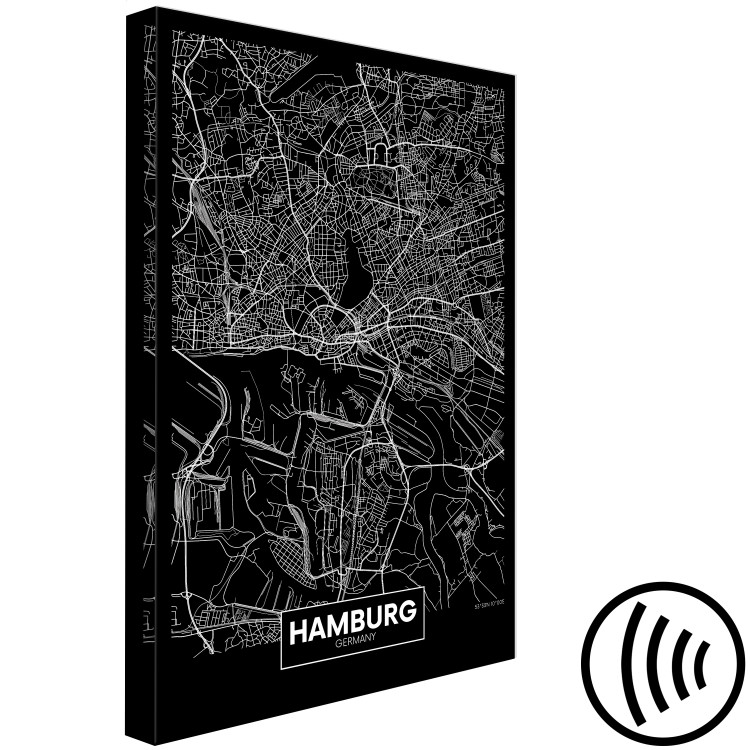 Canvas Dark Map of Hamburg (1 Part) Vertical 118089 additionalImage 6
