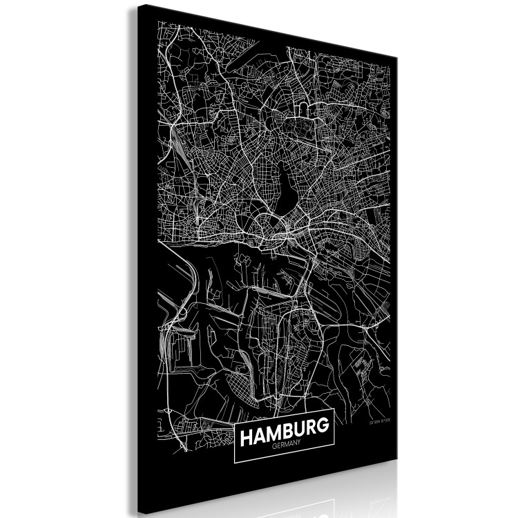 Canvas Dark Map of Hamburg (1 Part) Vertical 118089 additionalImage 2