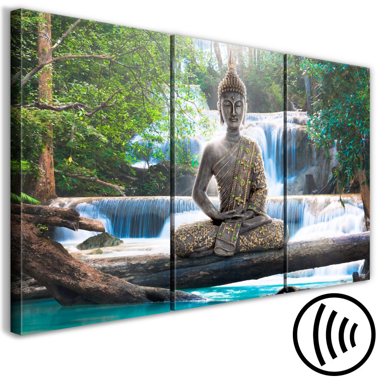Canvas Buddha and Waterfall (3 Parts) Green 121989 additionalImage 6