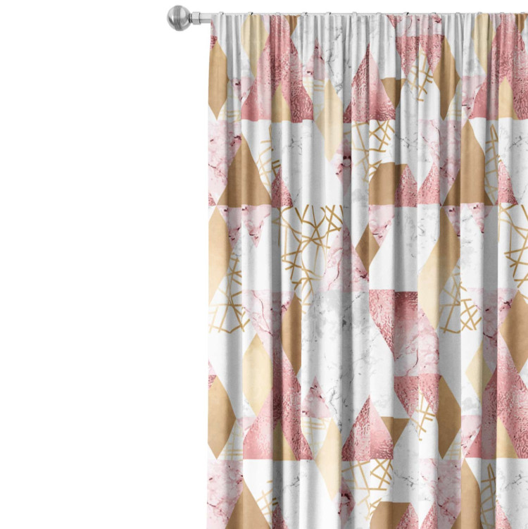 Decorative Curtain Geometric patchwork - design with triangles, marble and gold pattern 147189 additionalImage 6