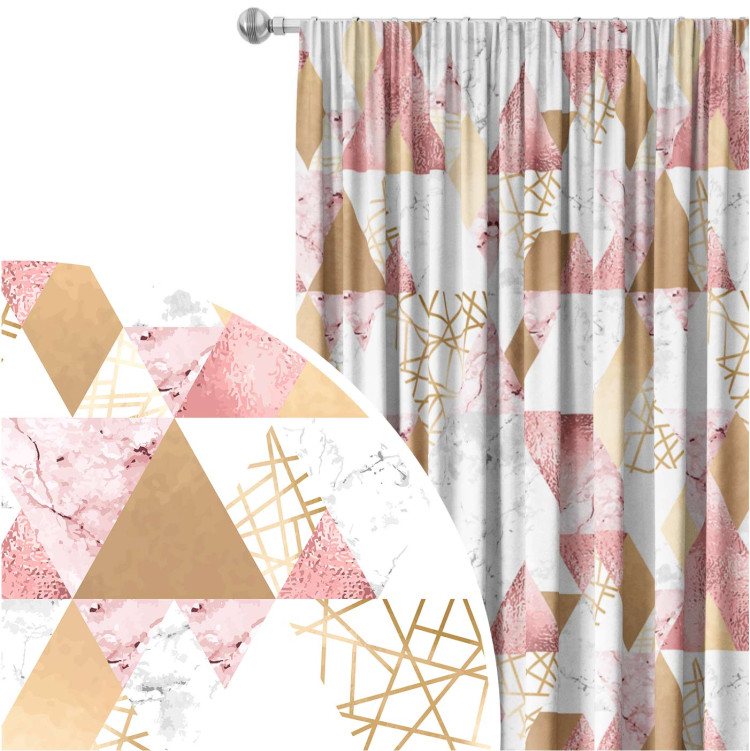 Decorative Curtain Geometric patchwork - design with triangles, marble and gold pattern 147189