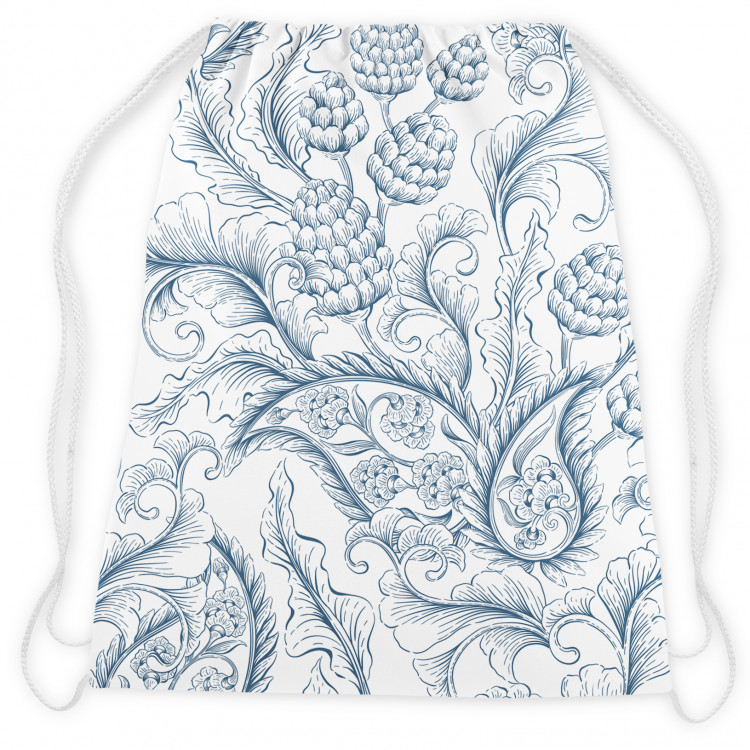 Backpack Stylised leaves - minimalist, white and blue floral theme 147389 additionalImage 2