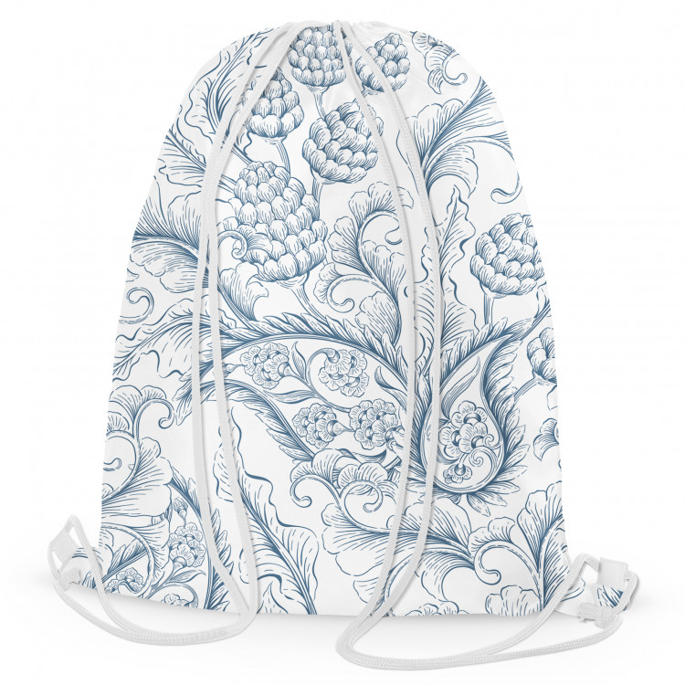 Backpack Stylised leaves - minimalist, white and blue floral theme 147389