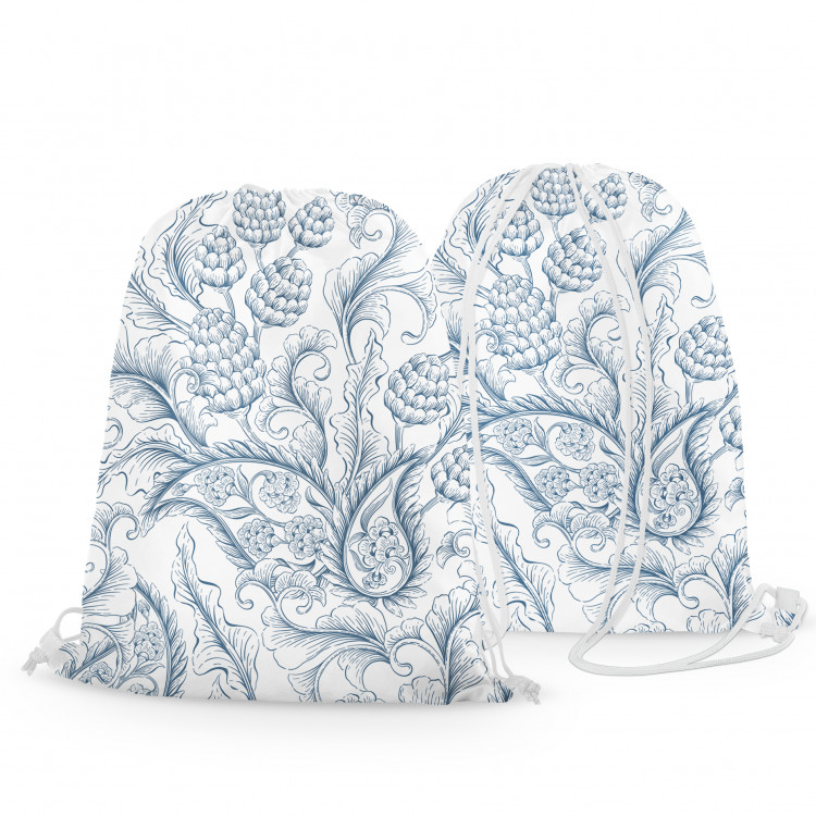 Backpack Stylised leaves - minimalist, white and blue floral theme 147389 additionalImage 3