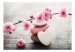 Wall Mural Orient - composition of cherry blossoms with a white heart-shaped stone 96089 additionalThumb 1