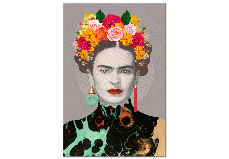Canvas Floral Woman Portrait (1-part) - Colorful Figure Elements 118099