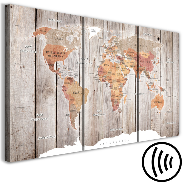 Canvas World Map: Wooden Stories (3 Parts) 122199 additionalImage 6
