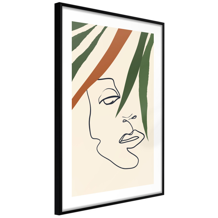 Poster Magical Gaze - simple lineart with a human face among leaves 137499 additionalImage 4