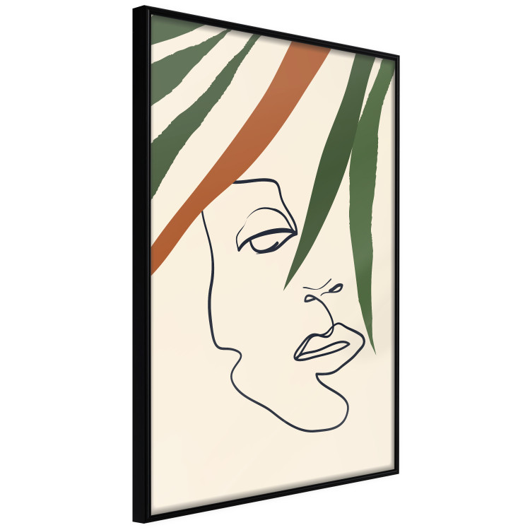 Poster Magical Gaze - simple lineart with a human face among leaves 137499 additionalImage 5