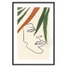 Poster Magical Gaze - simple lineart with a human face among leaves 137499 additionalThumb 14
