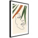 Poster Magical Gaze - simple lineart with a human face among leaves 137499 additionalThumb 4